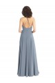 Soft Chiffon A-Line Long Sleeveless V-Back Dusty Blue Bridesmaid Dresses Cairns