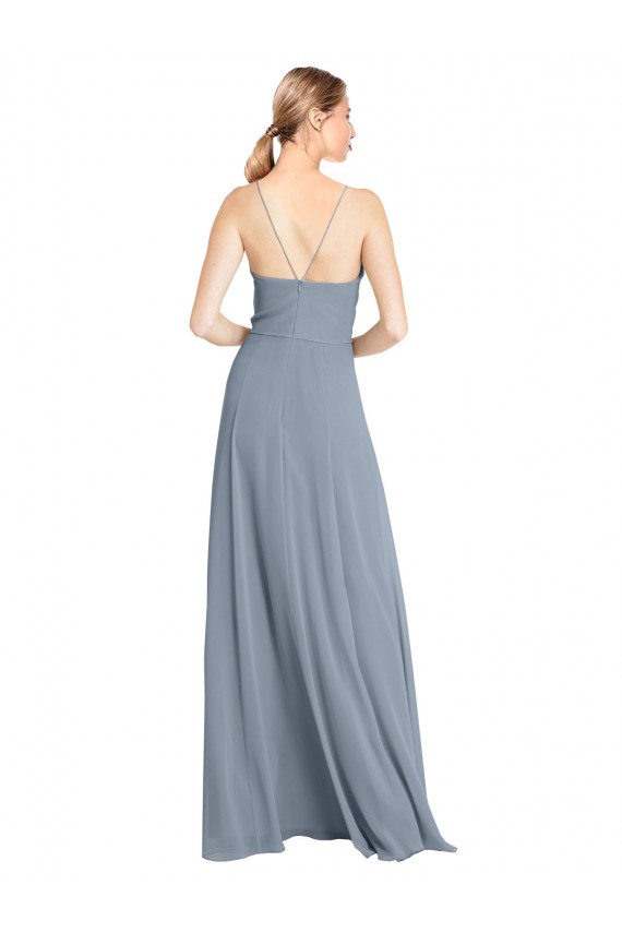 Soft Chiffon A-Line Long Sleeveless Open Back High Slit Bridesmaid Dresses Cairns