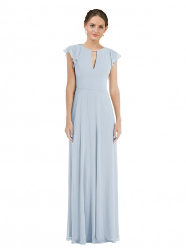 Soft Chiffon A-Line Long Flutter Sleeves V-Back Formal Evening Gown / Bridesmaid Dress Cairns