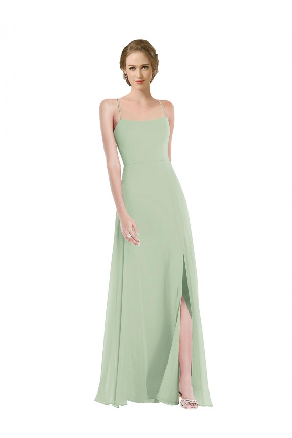 Soft Chiffon A-Line Long Sleeveless Criss Cross Back Front Slit Evening Dresses Cairns