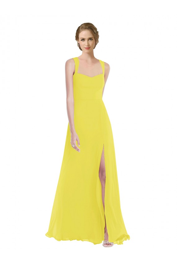 Soft Chiffon A-Line Long Sleeveless Semi Formal Evening Dress / Bridesmaid Dress Cairns