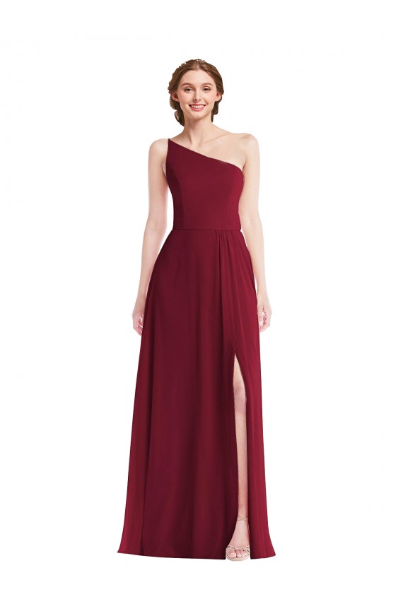 Soft Chiffon A-Line Long Sleeveless Shirred Front Slit Evening Dresses Cairns