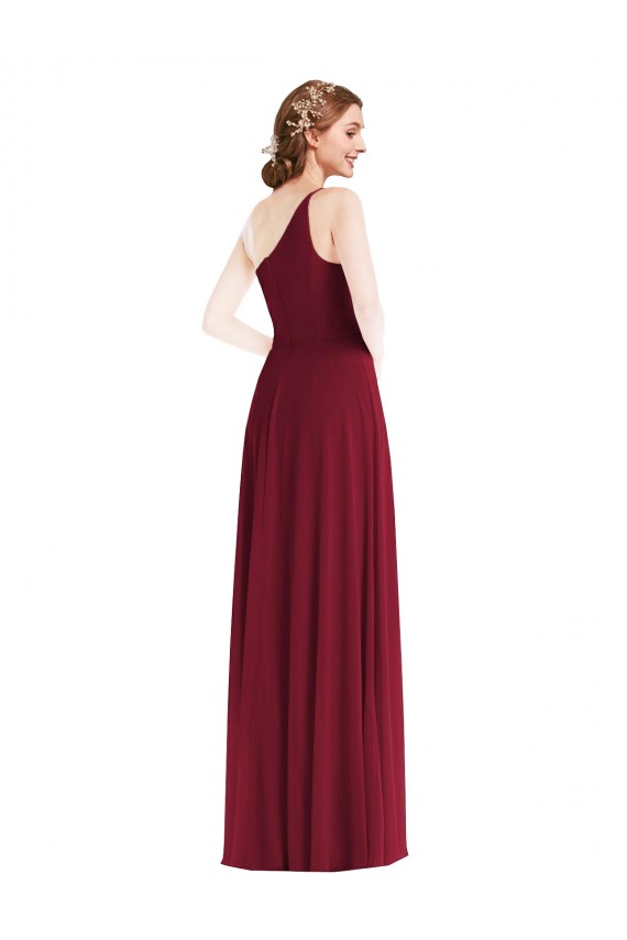 Soft Chiffon A-Line Long Sleeveless Shirred Front Slit Evening Dresses Cairns