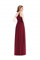 Soft Chiffon A-Line Long Sleeveless Shirred Front Slit Evening Dresses Cairns