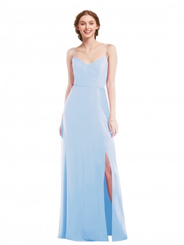 Soft Chiffon A-Line Long Sleeveless Light Sky Blue Evening Dresses Cairns