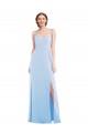 Soft Chiffon A-Line Long Sleeveless Light Sky Blue Evening Dresses Cairns