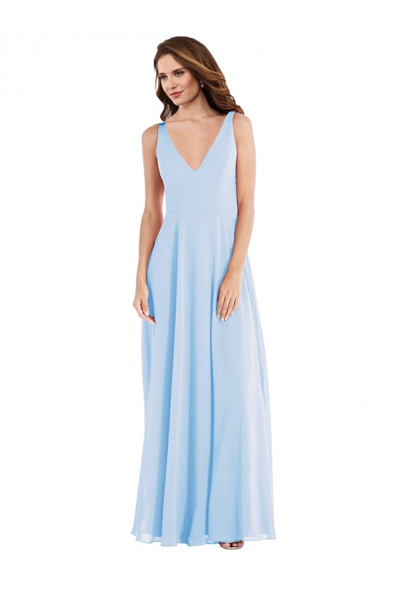 Soft Chiffon Long Sleeveless Semi Formal Evening Dress / Bridesmaid Dress Cairns