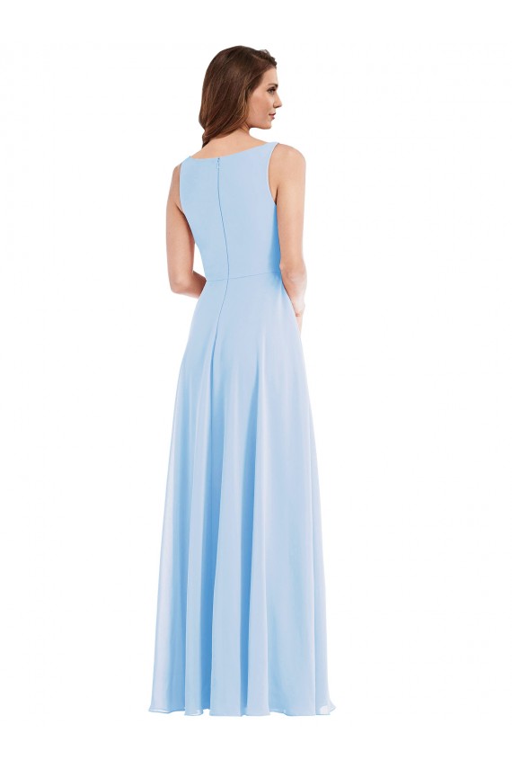 Soft Chiffon Long Sleeveless Semi Formal Evening Dress / Bridesmaid Dress Cairns