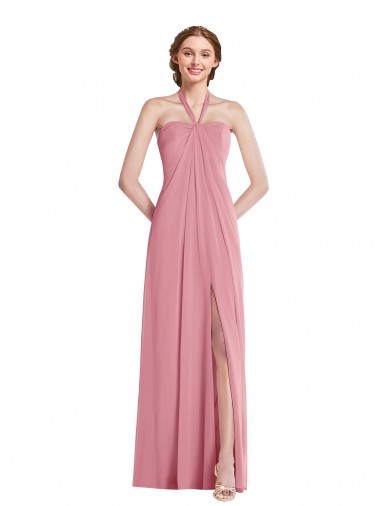 Soft Chiffon A-Line Long Sleeveless Open Back Front Slit Evening Dresses Cairns