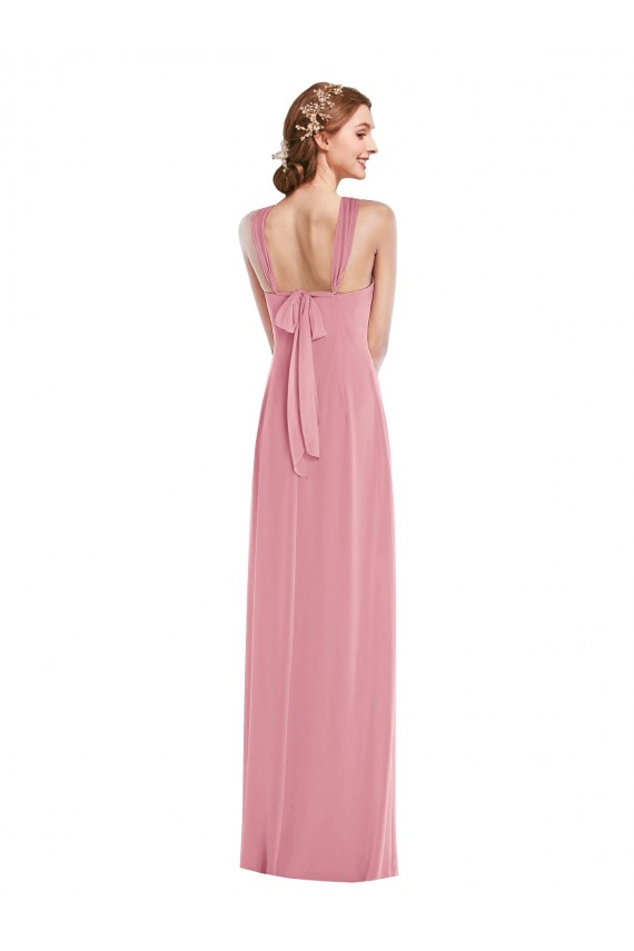 Soft Chiffon A-Line Long Sleeveless Open Back Front Slit Evening Dresses Cairns