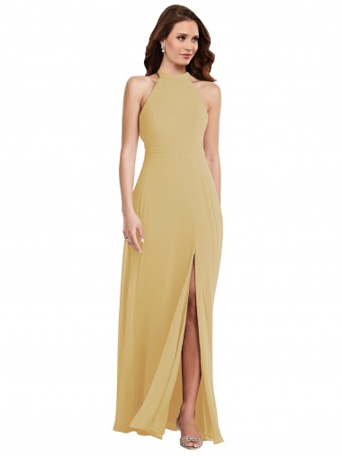 Soft Chiffon A-Line Long Sleeveless Criss Cross Open Back Semi Formal Evening Dress / Bridesmaid Dress Cairns