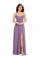 Soft Chiffon A-Line Long Sleeveless Low Back Front Slit Bridesmaid Dresses Cairns
