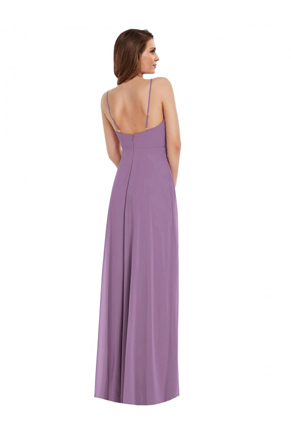 Soft Chiffon A-Line Long Sleeveless Low Back Front Slit Bridesmaid Dresses Cairns