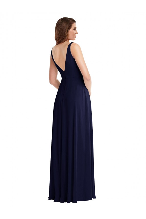 Soft Chiffon A-Line Long Sleeveless V-Back Front Slit Evening Dresses Cairns