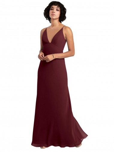 Soft Chiffon A-Line Sleeveless Burgundy Gold Bridesmaid Dress / Formal Dress Cairns