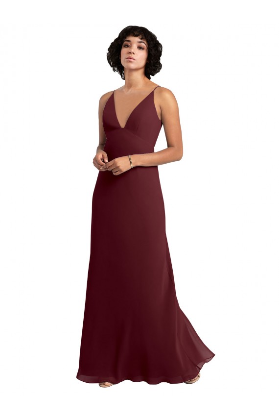 Soft Chiffon A-Line Sleeveless Burgundy Gold Bridesmaid Dress / Formal Dress Cairns