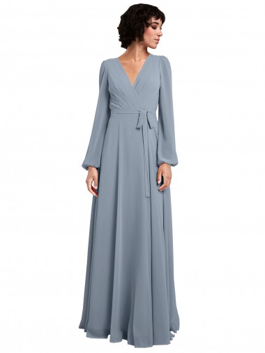 Soft Chiffon A-Line Long Long Sleeves Bridesmaid Dress / Formal Dress Cairns