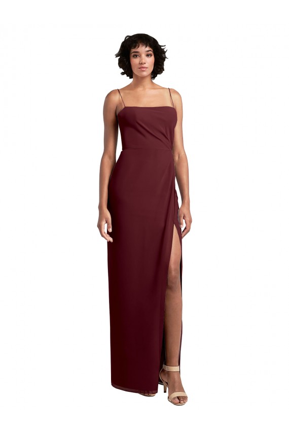 Soft Chiffon A-Line Long Sleeveless Open Back High Side Slit Bridesmaid Dresses Cairns