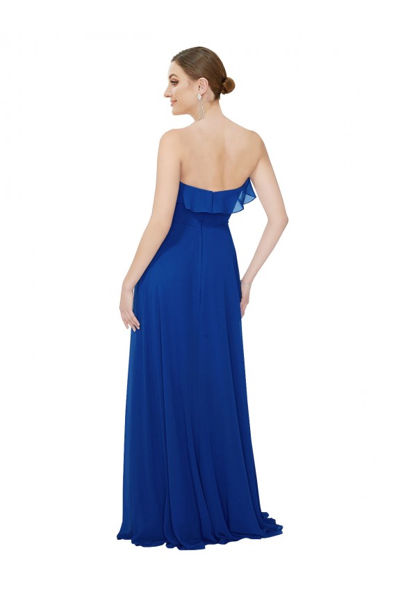 Soft Chiffon A-Line Long Sleeveless Royal Blue Bridesmaid Gowns Cairns