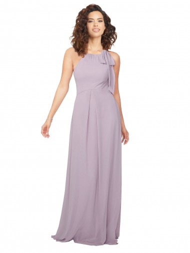 Chiffon A-Line Long Sleeveless Pink Glow Keyhole Back Bridesmaid Dress / Evening Dress Cairns