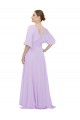Lxue Chiffon A-Line Long Half Sleeves Low Back Bridesmaid Dress Cairns
