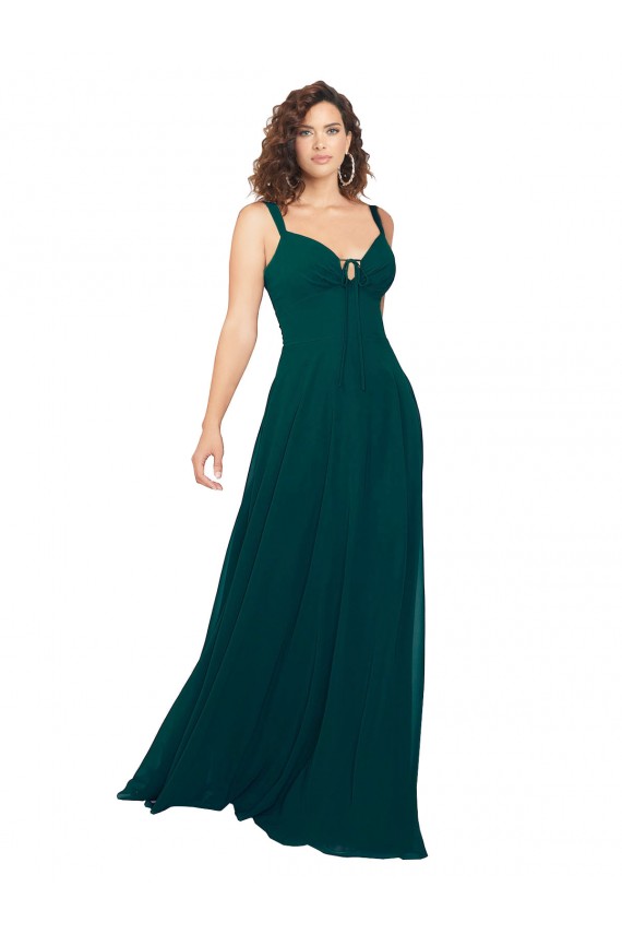 Soft Chiffon A-Line Long Sleeveless Hunter Low Back Bridesmaid Gowns Cairns