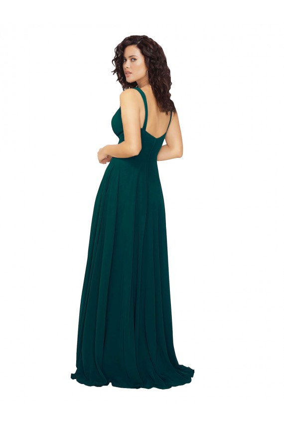 Soft Chiffon A-Line Long Sleeveless Hunter Low Back Bridesmaid Gowns Cairns