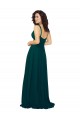 Soft Chiffon A-Line Long Sleeveless Hunter Low Back Bridesmaid Gowns Cairns