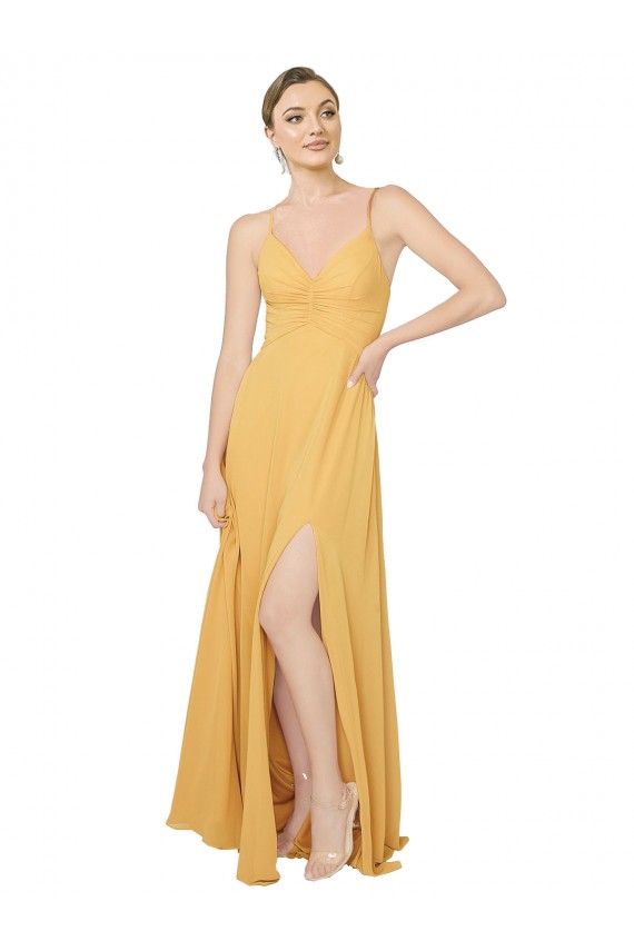 Chiffon Long Sleeveless Open Back Bridesmaid Dress / Evening Dress Cairns