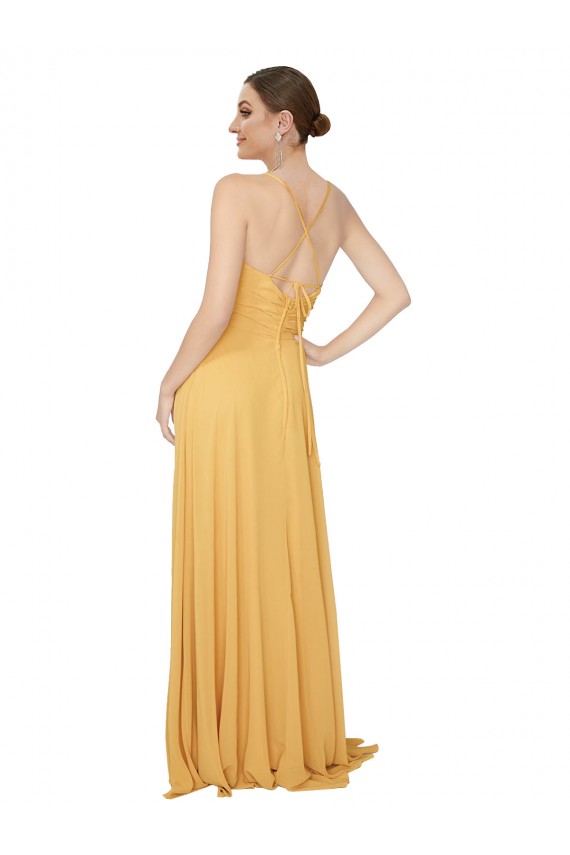 Chiffon Long Sleeveless Open Back Bridesmaid Dress / Evening Dress Cairns
