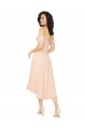 Soft Chiffon A-Line Midi Length Cold Shoulder Low Back High Low Bridesmaid Dress Cairns