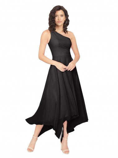 Soft Chiffon A-Line Midi Length Sleeveless Black Cocktail Dresses Cairns