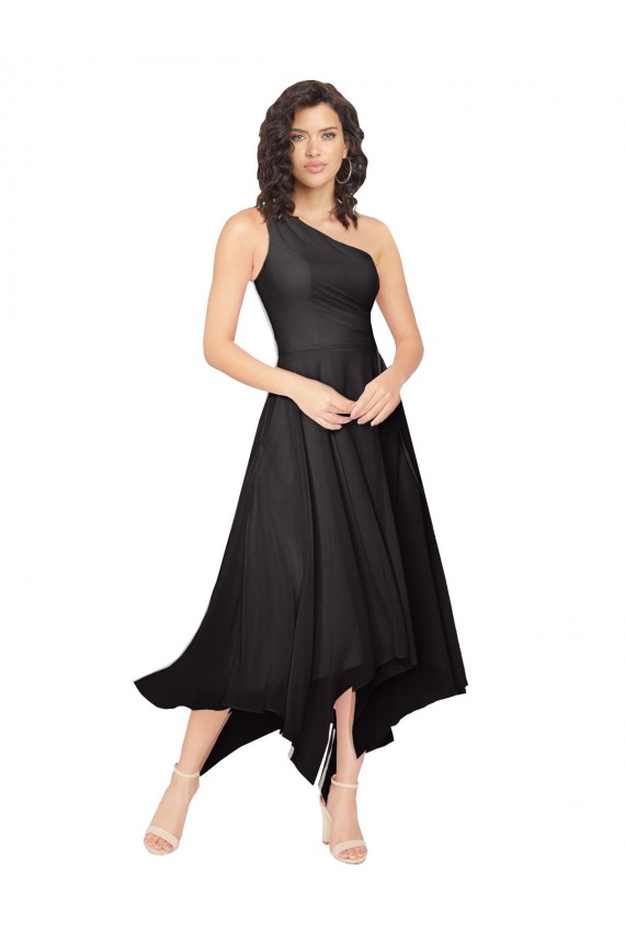 Soft Chiffon A-Line Midi Length Sleeveless Black Cocktail Dresses Cairns
