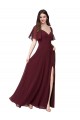Soft Chiffon A-Line Long Short Flutter Sleeves Keyhole Back Formal Dress / Bridesmaid Dress Cairns