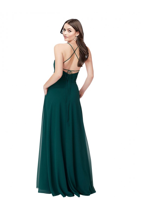 Chiffon A-Line Long Sleeveless Criss Cross Back Wedding Party Dress Cairns
