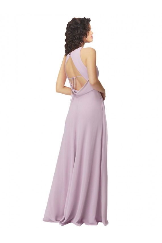 Soft Chiffon A-Line Long Sleeveless Pink Glow Keyhole Back Bridesmaid Dress Cairns