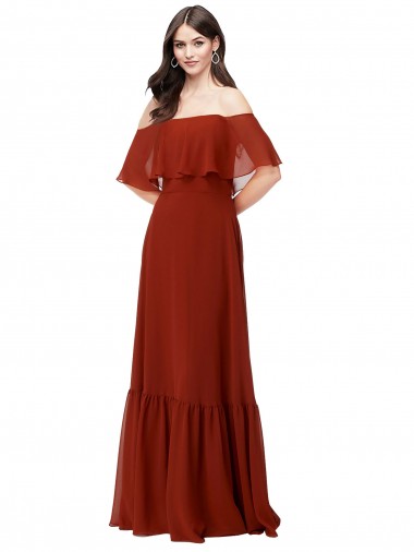 Soft Chiffon A-Line Long Short Flutter Sleeves Red Bridesmaid Dresses Cairns