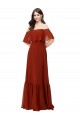 Soft Chiffon A-Line Long Short Flutter Sleeves Red Bridesmaid Dresses Cairns