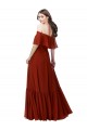 Soft Chiffon A-Line Long Short Flutter Sleeves Red Bridesmaid Dresses Cairns