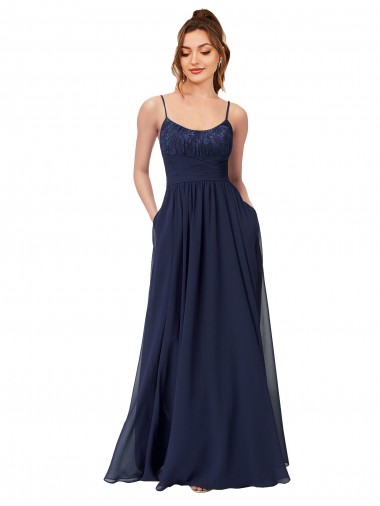 Soft Chiffon & Lace A-Line Long Sleeveless Scoop Neck Low Back Bridesmaid Dresses Cairns