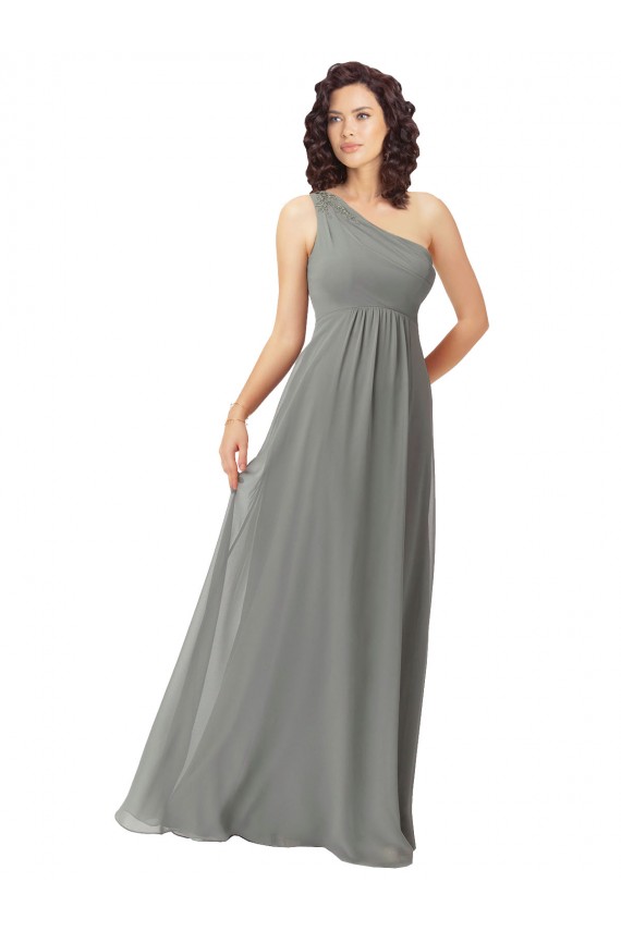 Soft Chiffon A-Line Long Sleeveless Wisteria Bridesmaid Dress Cairns