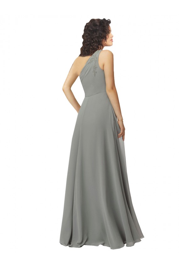 Soft Chiffon A-Line Long Sleeveless Wisteria Bridesmaid Dress Cairns