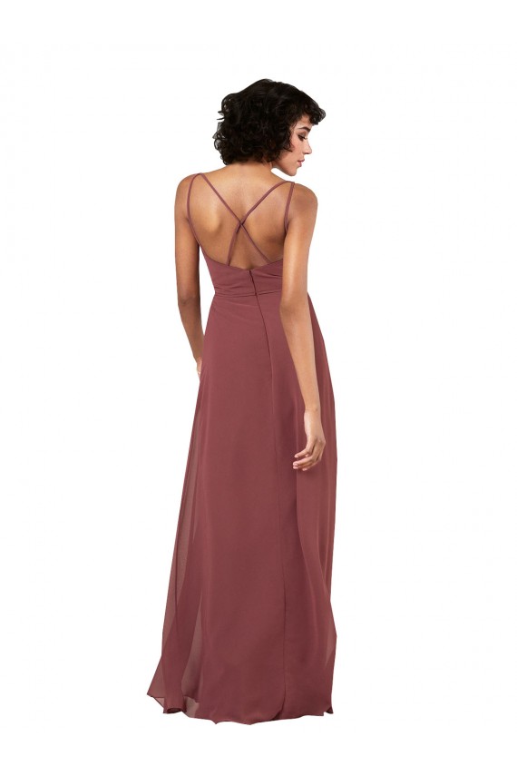 Soft Chiffon Column Long Sleeveless Criss Cross Open Back Black Evening Dresses Cairns