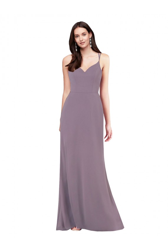 Soft Chiffon Column Long Sleeveless Criss Cross Open Back Formal Evening Gown / Bridesmaid Dress Cairns