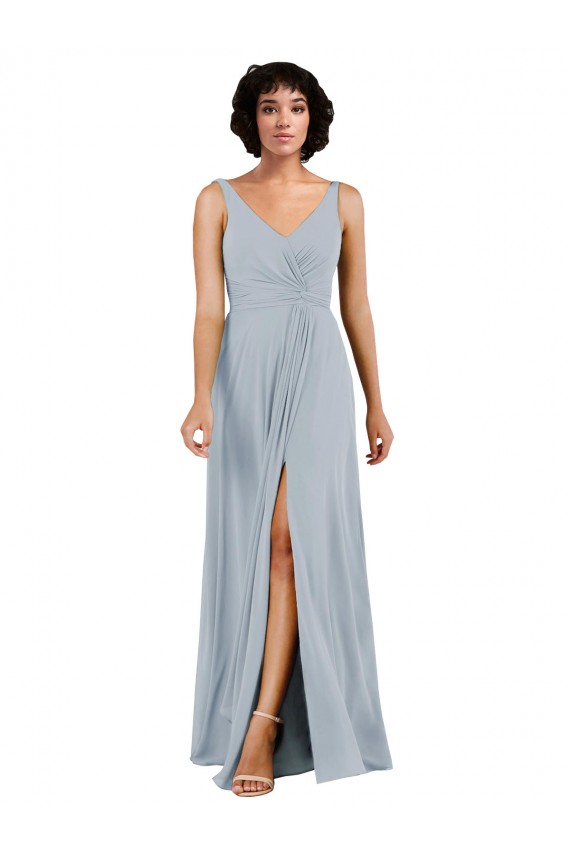 Soft Chiffon Column Long Sleeveless Low Back Bridesmaid Dress Cairns