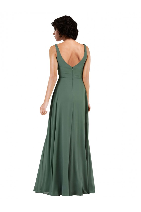 Soft Chiffon Column Long Sleeveless Low Back Bridesmaid Dress Cairns