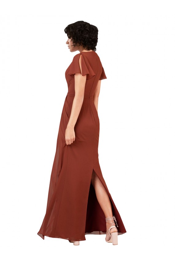 Soft Chiffon A-Line Long Cap Sleeves Bridesmaid Dress / Formal Dress Cairns