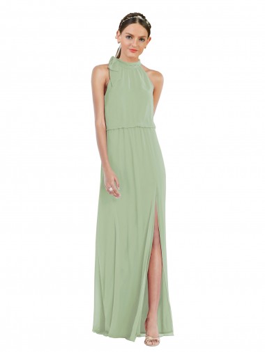 Soft Chiffon A-Line Long Sleeveless Front Slit Evening Dresses Cairns