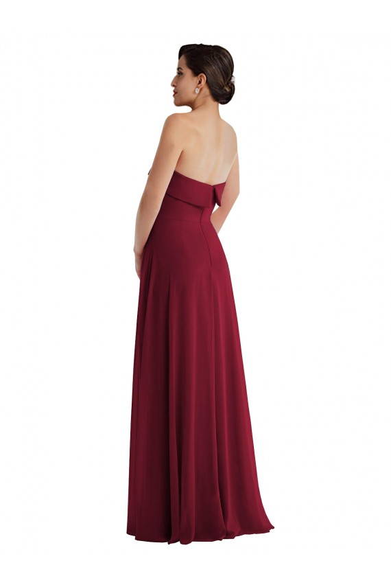 Soft Chiffon A-Line Long Sleeveless Low Back Burgundy Evening Dresses Cairns