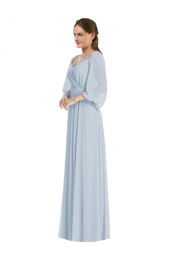 Soft Chiffon A-Line Long Puff Sleeves Formal Evening Gown / Bridesmaid Dress Cairns